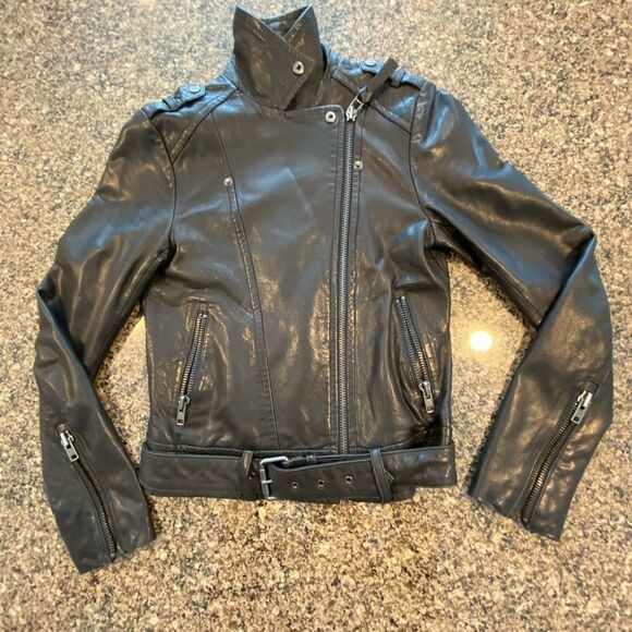 Mackage for Aritzia Black Lamb Skin Leather Moto Jacket Size XS - Picture 5 of 13